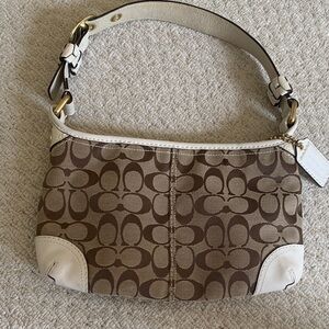 Coach Tan and Cream Signature Shoulder Bag